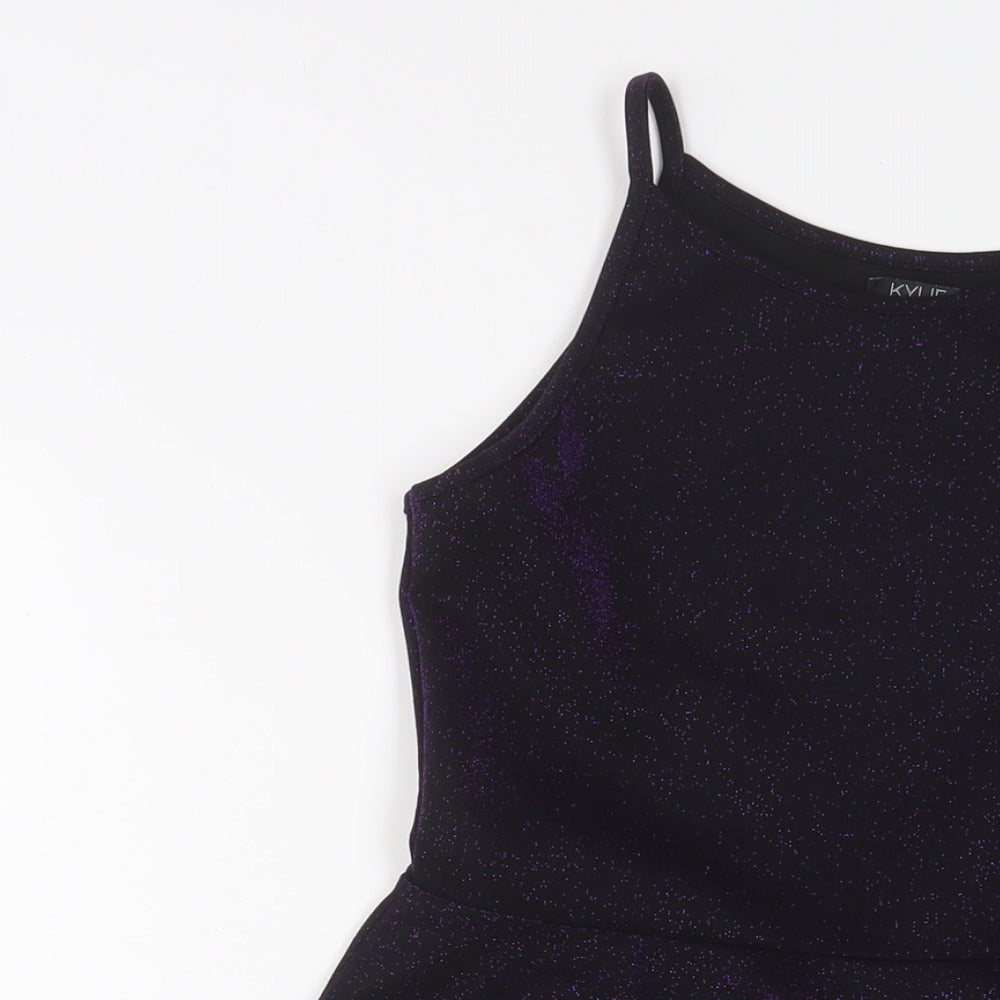 M&Co Girls Purple Polyester A-Line Size 11-12 Years Crew Neck Pullover