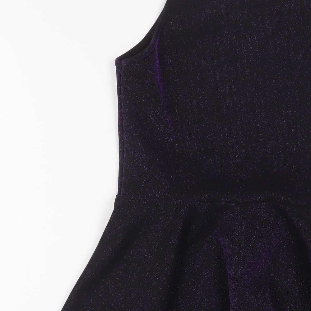 M&Co Girls Purple Polyester A-Line Size 11-12 Years Crew Neck Pullover