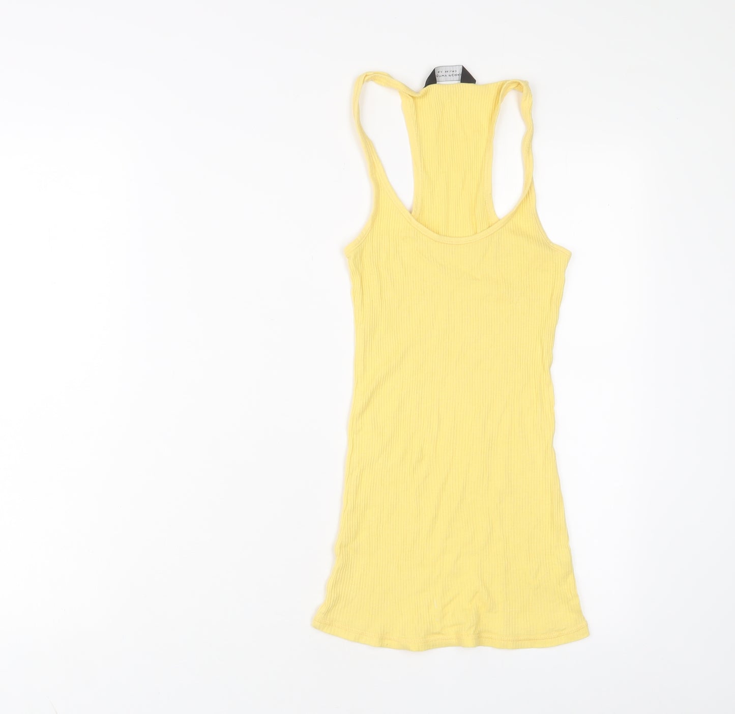 Dorothy Perkins Womens Yellow Cotton Basic Tank Size 8 Scoop Neck