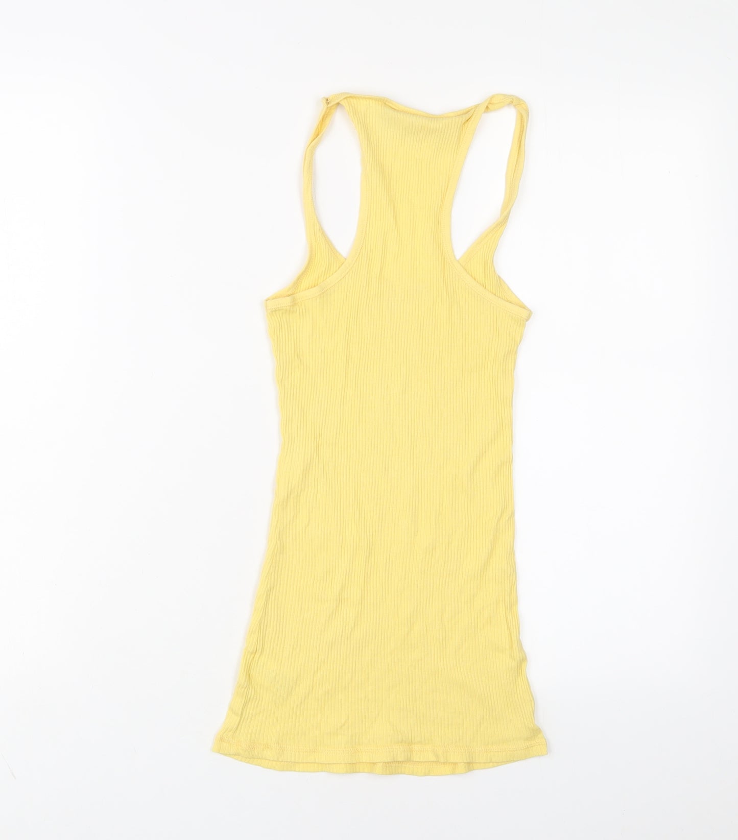Dorothy Perkins Womens Yellow Cotton Basic Tank Size 8 Scoop Neck