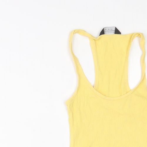 Dorothy Perkins Womens Yellow Cotton Basic Tank Size 8 Scoop Neck