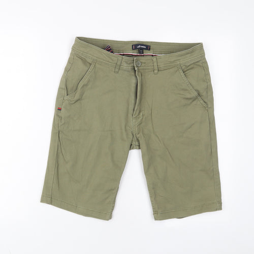 Kangol Mens Green Cotton Bermuda Shorts Size S L10 in Regular Zip