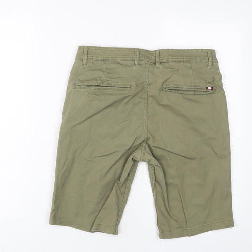 Kangol Mens Green Cotton Bermuda Shorts Size S L10 in Regular Zip