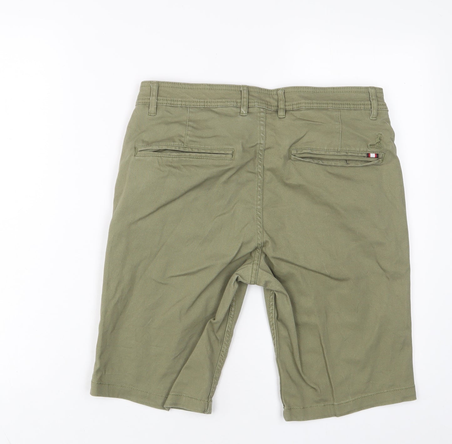 Kangol Mens Green Cotton Bermuda Shorts Size S L10 in Regular Zip