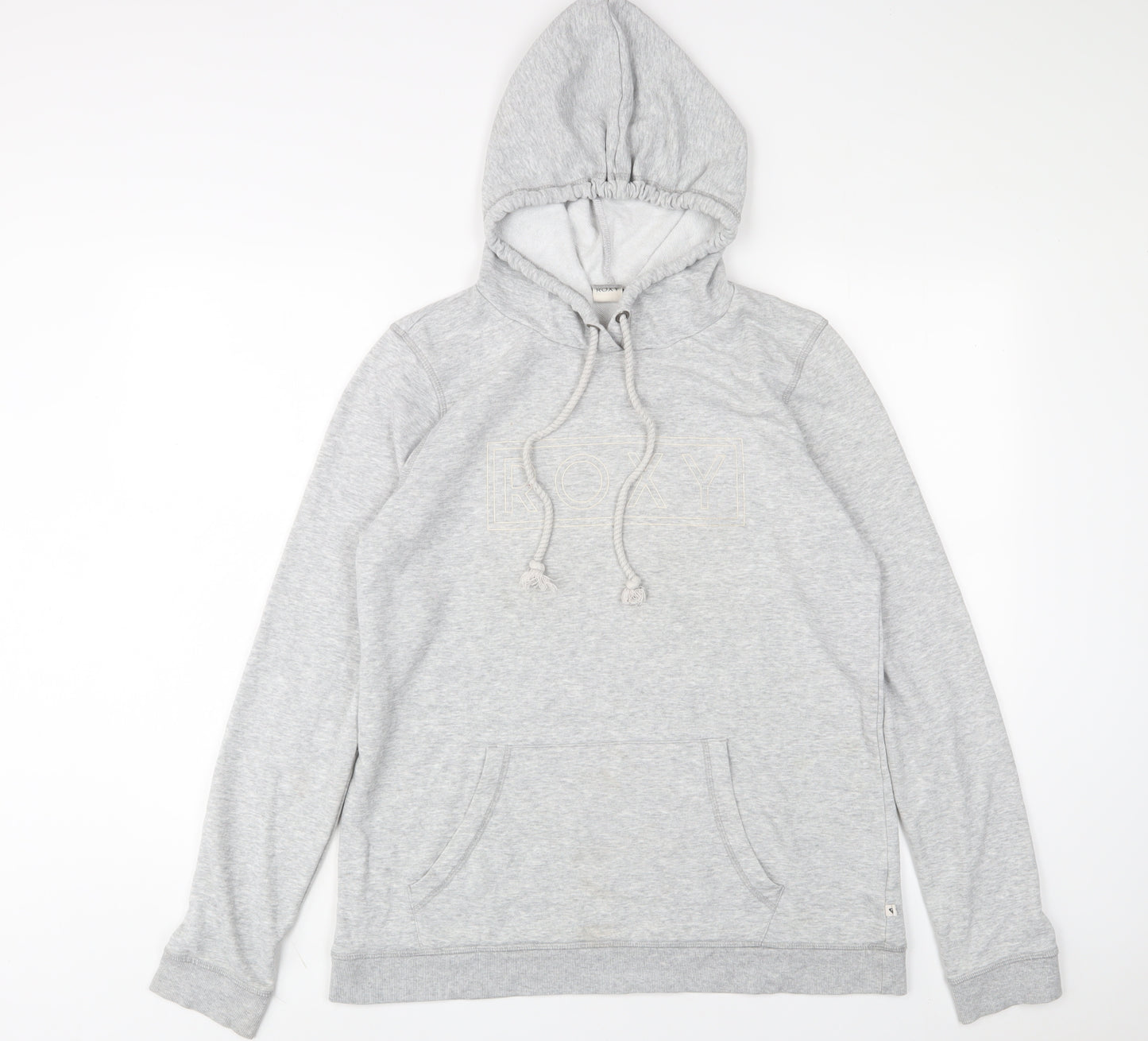 ROXY Womens Grey Cotton Pullover Hoodie Size L Pullover