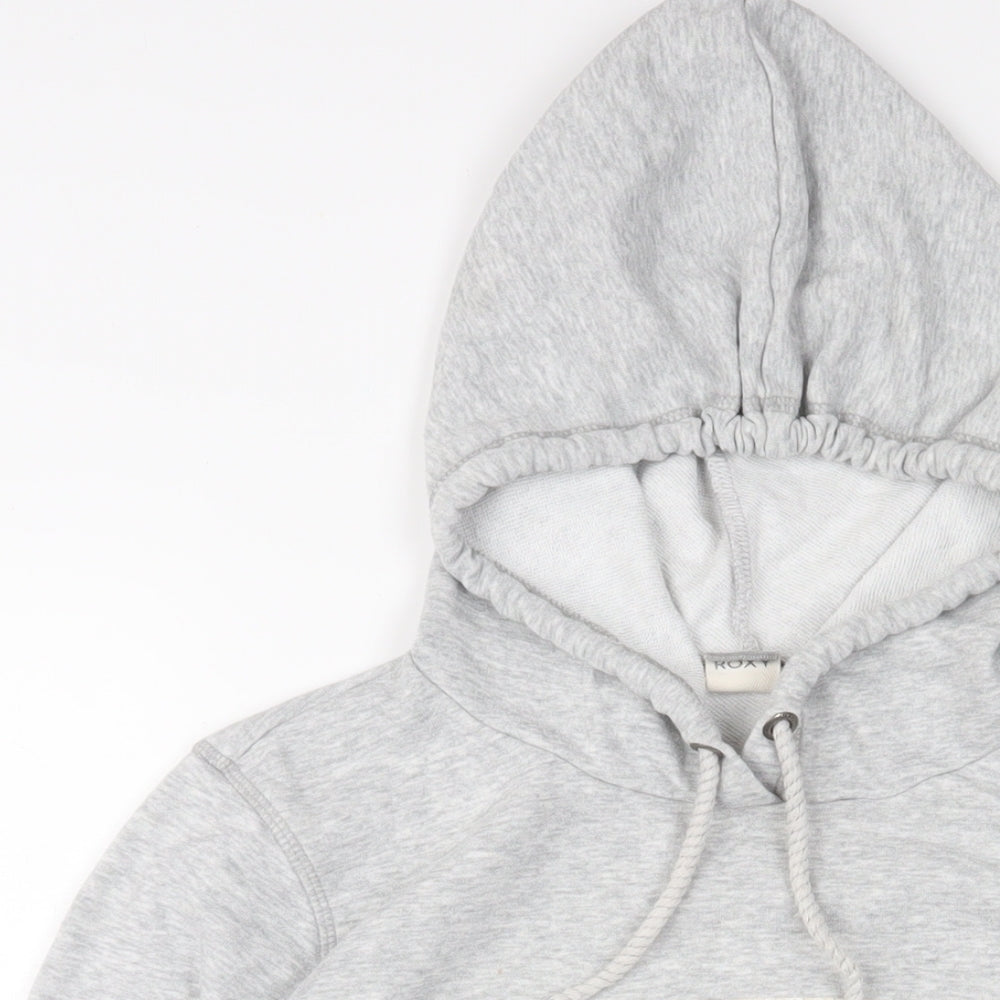 ROXY Womens Grey Cotton Pullover Hoodie Size L Pullover