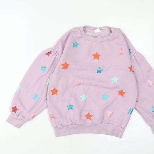 NEXT Girls Purple Geometric Cotton Pullover Sweatshirt Size 10 Years Pullover - Glitter