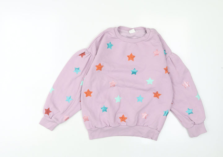 NEXT Girls Purple Geometric Cotton Pullover Sweatshirt Size 10 Years Pullover - Glitter