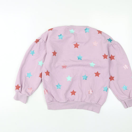 NEXT Girls Purple Geometric Cotton Pullover Sweatshirt Size 10 Years Pullover - Glitter