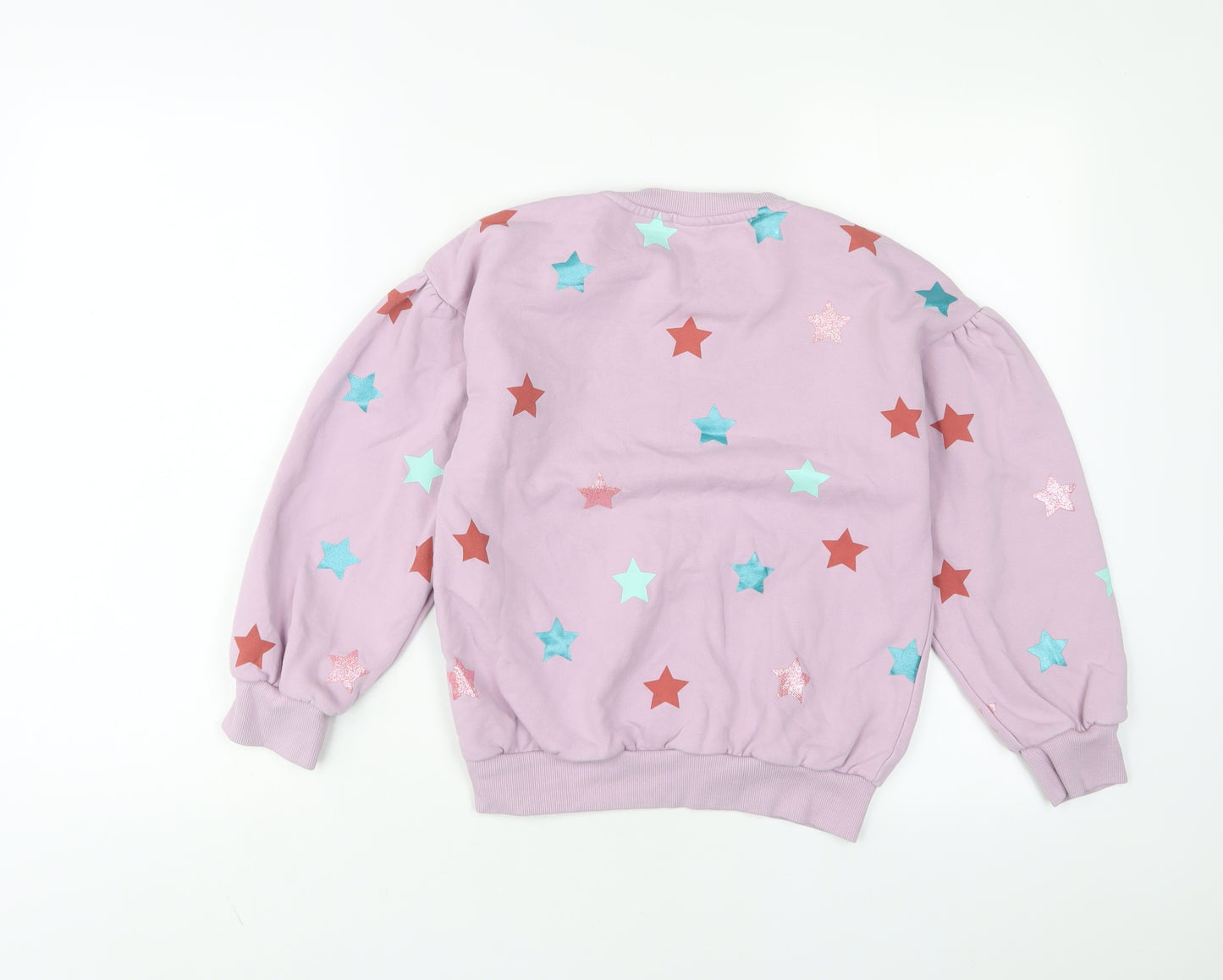 NEXT Girls Purple Geometric Cotton Pullover Sweatshirt Size 10 Years Pullover - Glitter