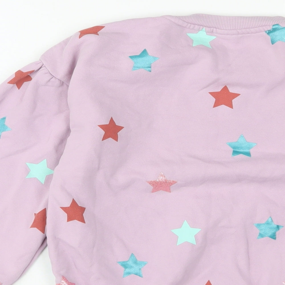 NEXT Girls Purple Geometric Cotton Pullover Sweatshirt Size 10 Years Pullover - Glitter