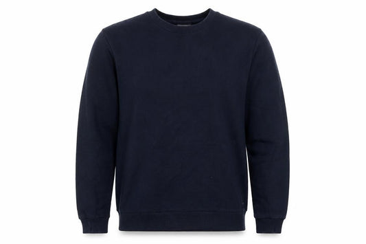 Front view of ASOS men’s blue cotton pullover sweatshirt, size M