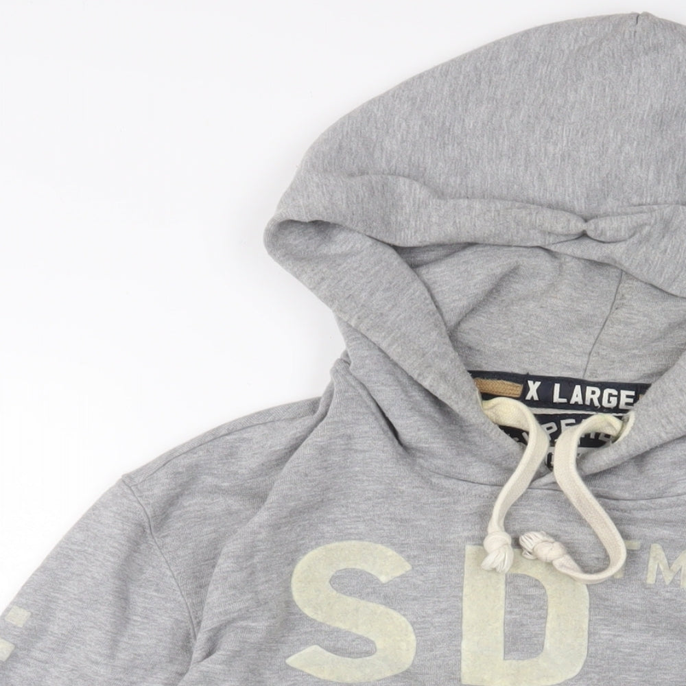 Superdry Mens Grey Cotton Pullover Hoodie Size XL