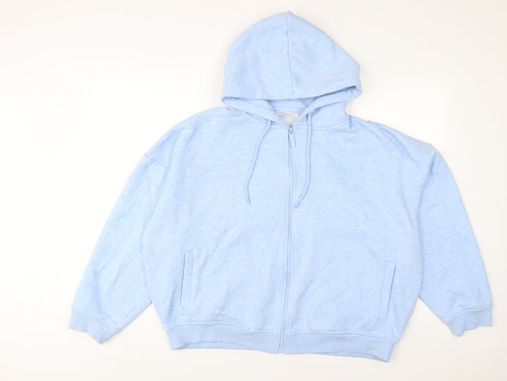 USA Pro Womens Blue Cotton Full Zip Hoodie Size 14 Zip - Logo, Embroidered