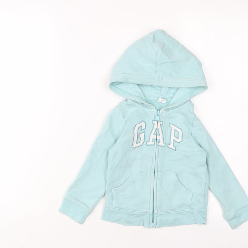 Gap Girls Blue Cotton Full Zip Hoodie Size 3 Years Zip