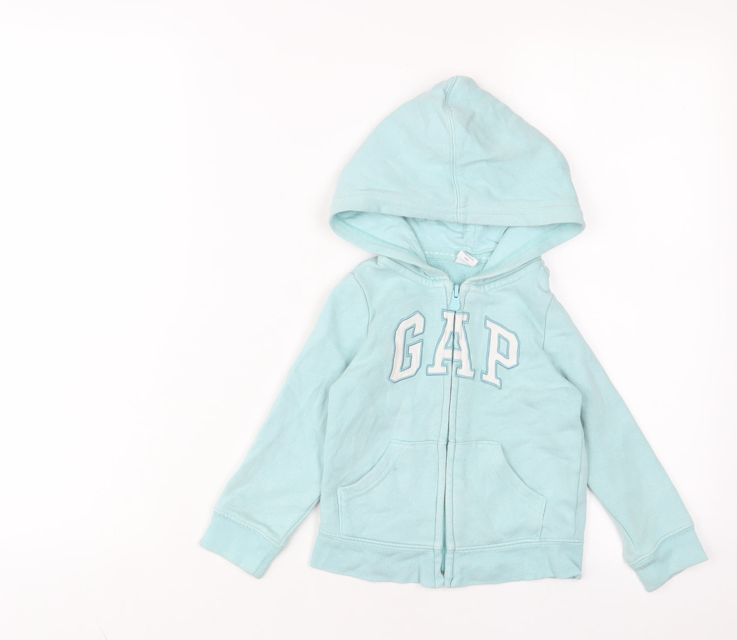 Gap Girls Blue Cotton Full Zip Hoodie Size 3 Years Zip