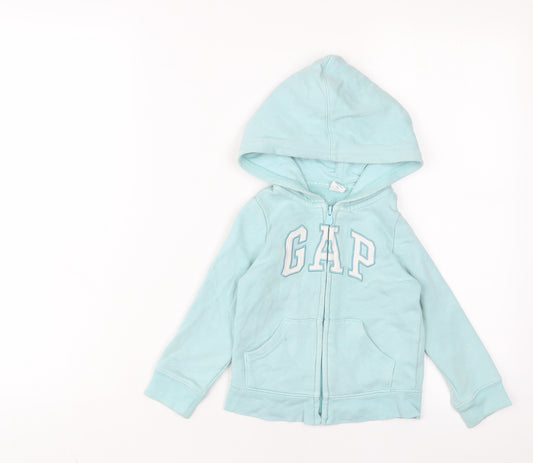 Gap Girls Blue Cotton Full Zip Hoodie Size 3 Years Zip
