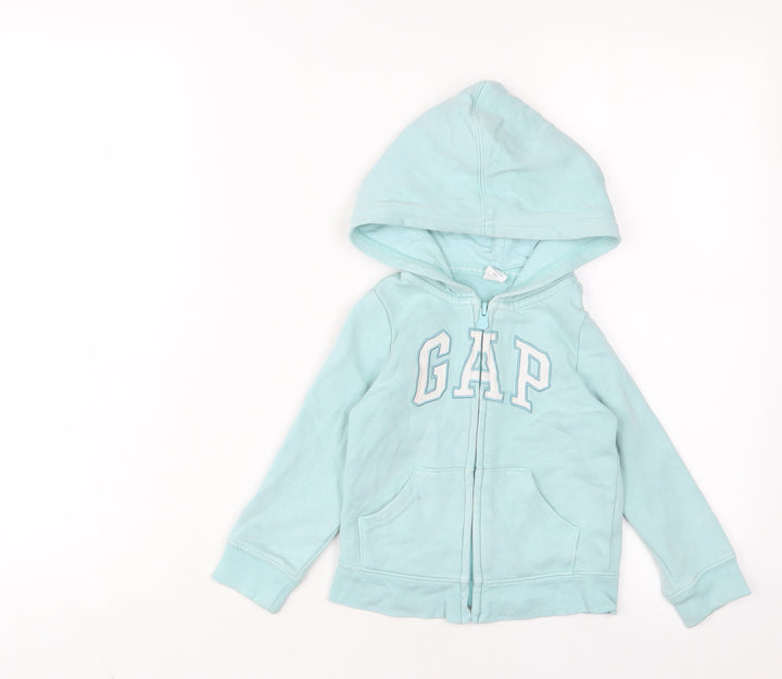 Gap Girls Blue Cotton Full Zip Hoodie Size 3 Years Zip
