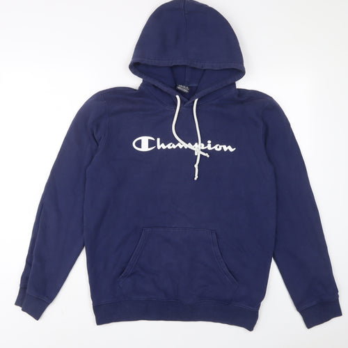 Champion Mens Blue Cotton Pullover Hoodie Size M - Logo