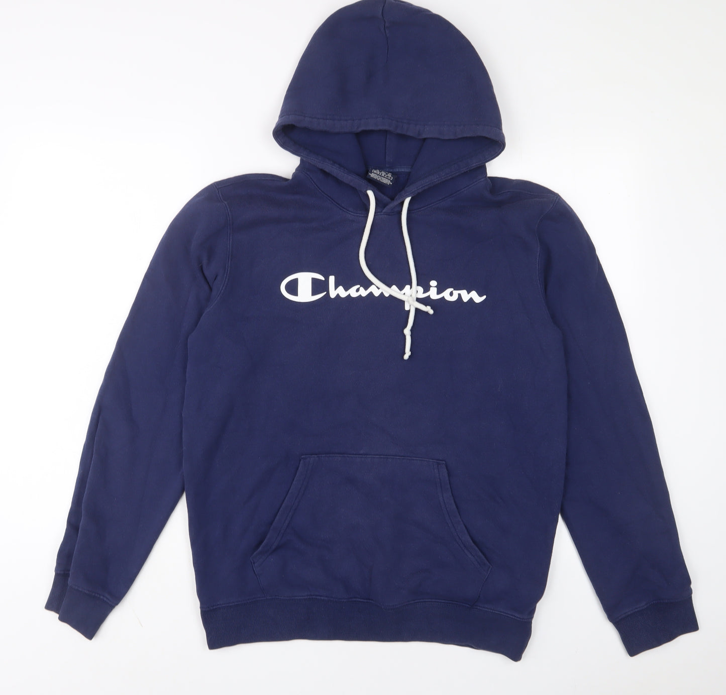 Champion Mens Blue Cotton Pullover Hoodie Size M - Logo