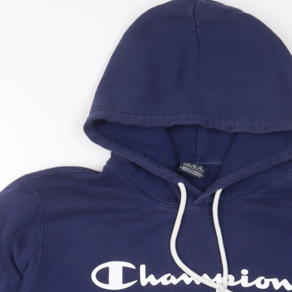 Champion Mens Blue Cotton Pullover Hoodie Size M - Logo