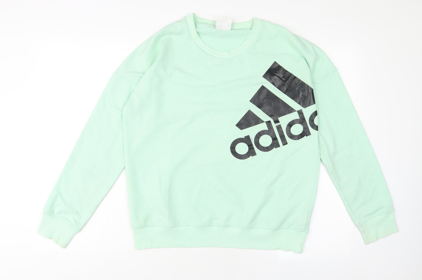 adidas Womens Green Cotton Pullover Sweatshirt Size S Pullover