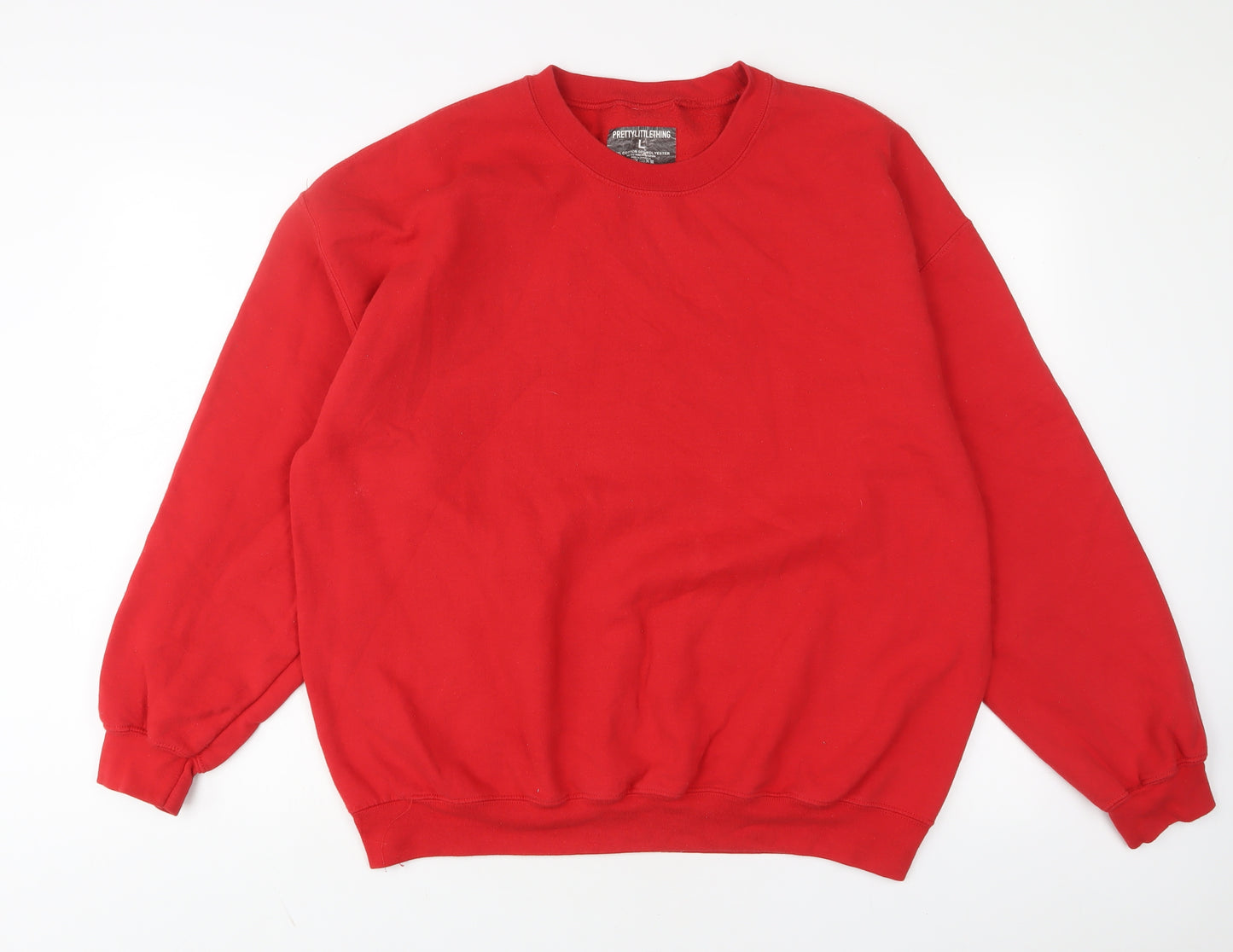 PRETTYLITTLETHING Womens Red Cotton Pullover Sweatshirt Size L Pullover