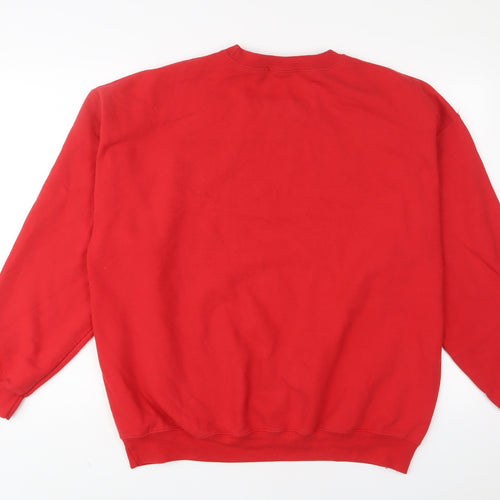PRETTYLITTLETHING Womens Red Cotton Pullover Sweatshirt Size L Pullover