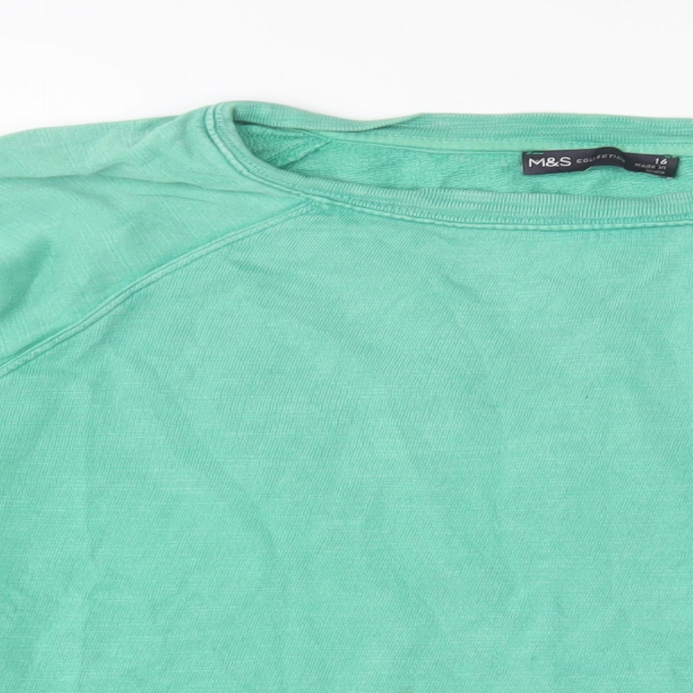 Marks and Spencer Womens Green Cotton Pullover Sweatshirt Size 16 Pullover