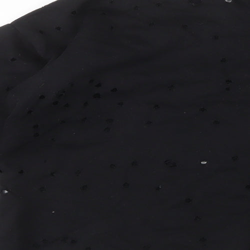 Boohoo Womens Black Cotton Pullover Sweatshirt Size 14 Pullover