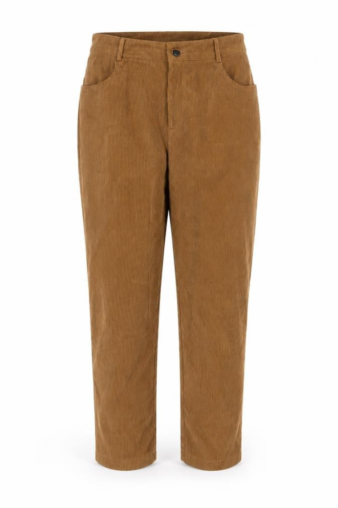 Front view of DAZT women’s brown polyester trousers, size XL, 25-inch leg regular zip