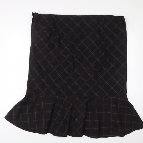 Evans Womens Black Plaid Polyester A-Line Skirt Size 26 Zip