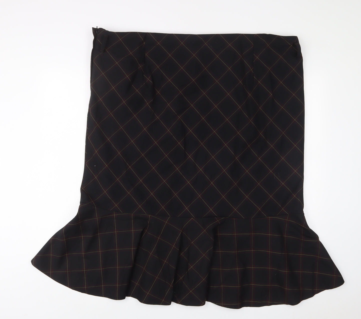 Evans Womens Black Plaid Polyester A-Line Skirt Size 26 Zip