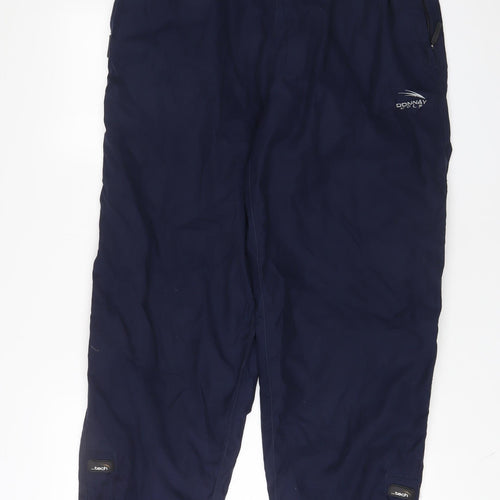Donnay Mens Blue Polyester Windbreaker Trousers Size M L31 in Regular Drawstring - Zip Pockets