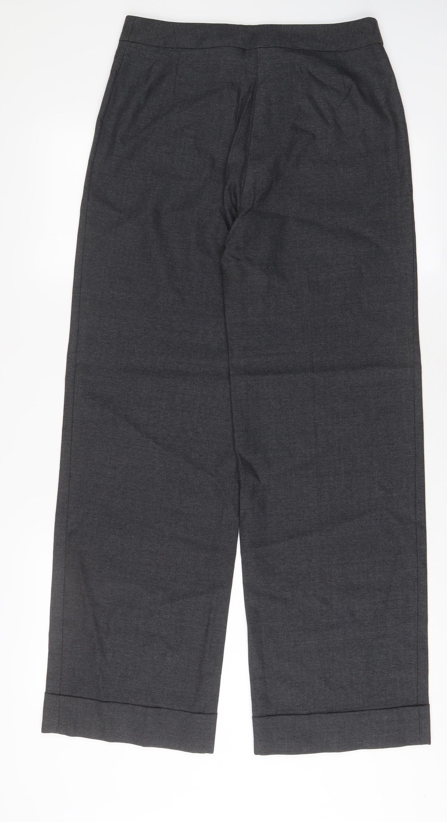 NEXT Womens Grey Wool Trousers Size 12 L31 in Regular Hook & Eye