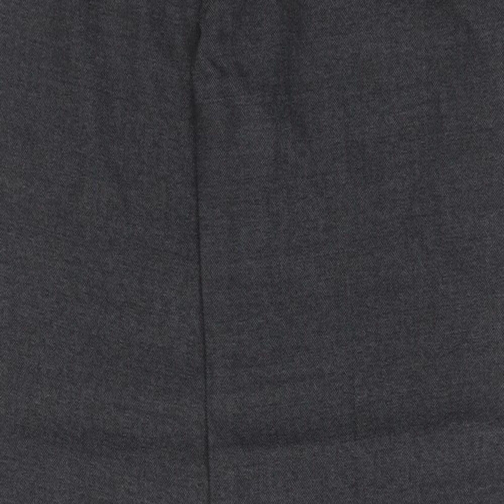NEXT Womens Grey Wool Trousers Size 12 L31 in Regular Hook & Eye