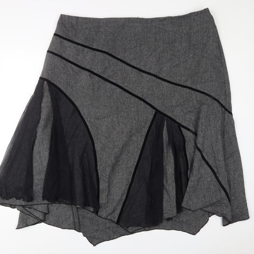 Together Womens Grey Polyester A-Line Skirt Size 26 Zip