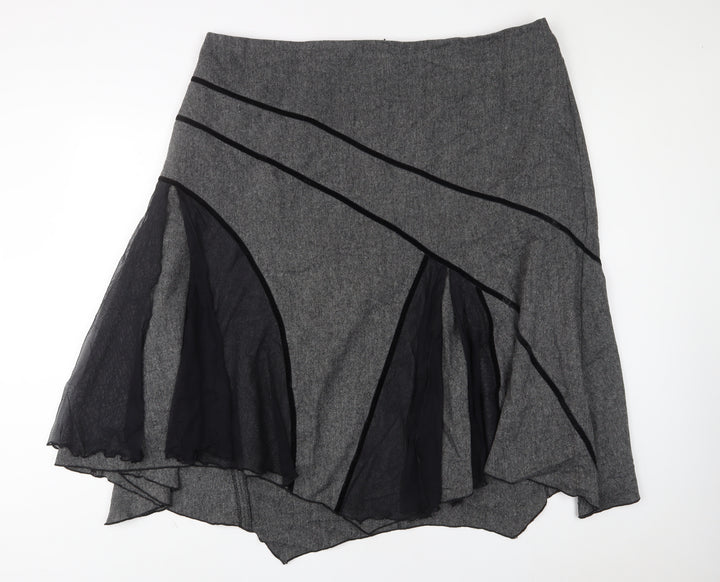 Together Womens Grey Polyester A-Line Skirt Size 26 Zip