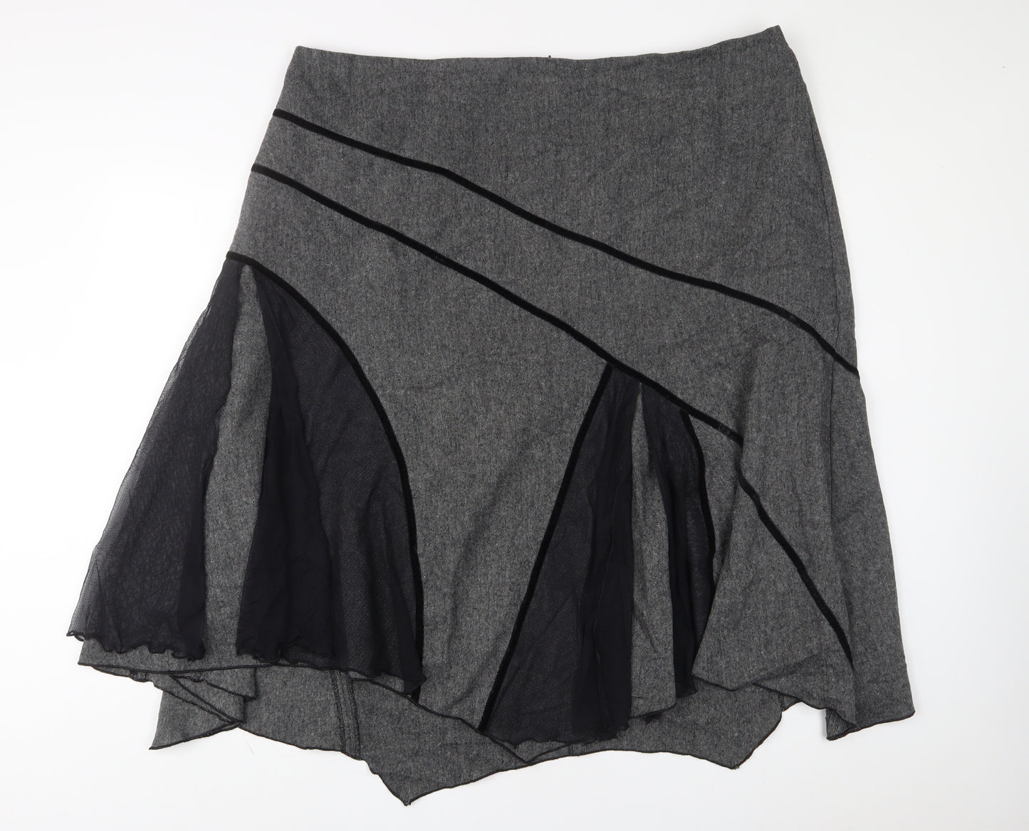 Together Womens Grey Polyester A-Line Skirt Size 26 Zip