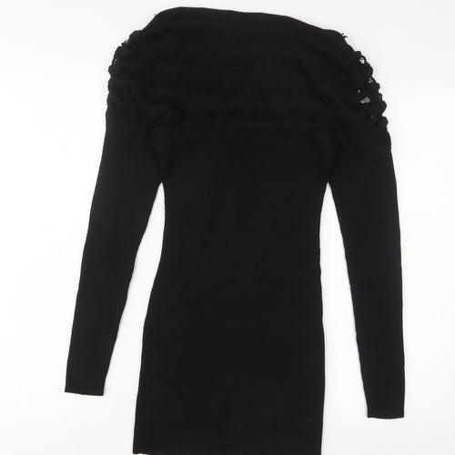 Follements Womens Black Acrylic Jumper Dress Size S Boat Neck Pullover - S/M