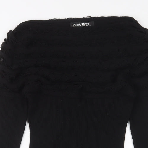 Follements Womens Black Acrylic Jumper Dress Size S Boat Neck Pullover - S/M