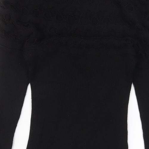 Follements Womens Black Acrylic Jumper Dress Size S Boat Neck Pullover - S/M