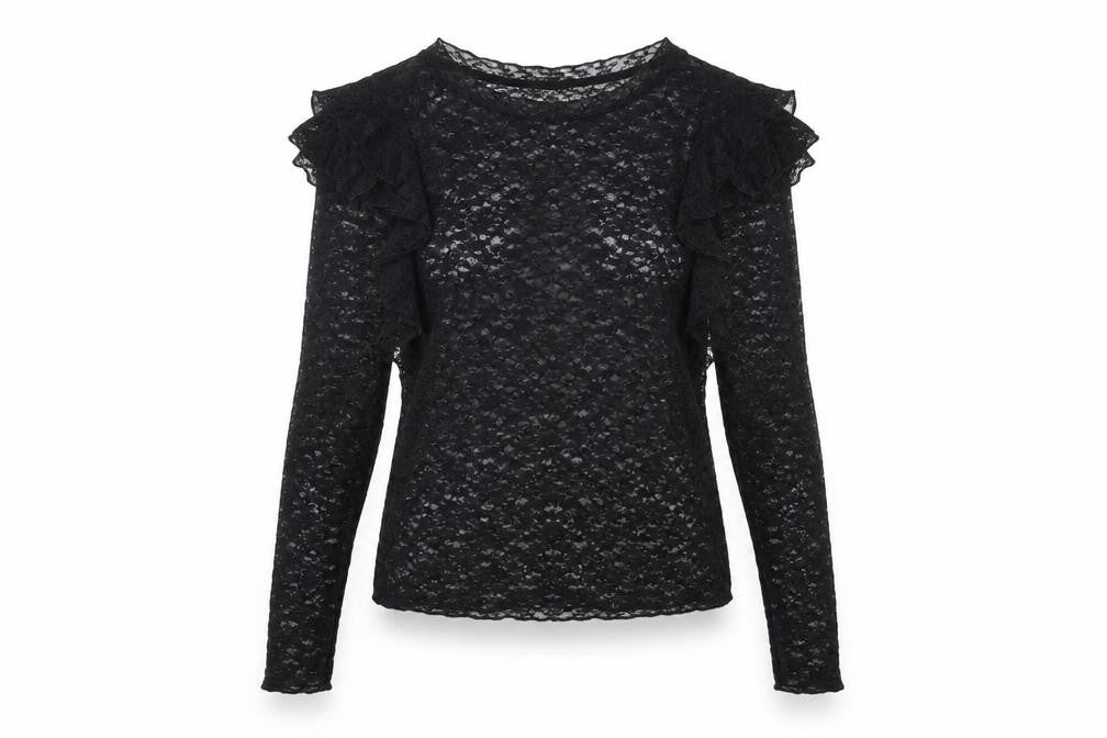 Front view of Mango women’s black polyester basic t-shirt, size XS, crew neck