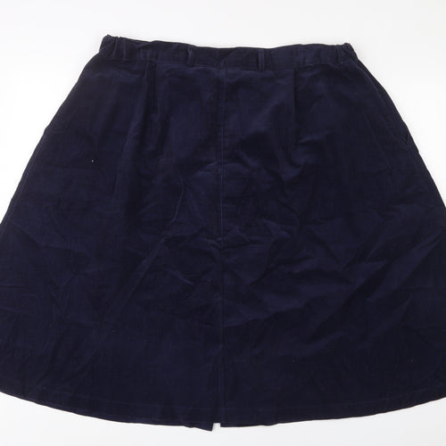 Damart Womens Blue Cotton A-Line Skirt Size 24 Button