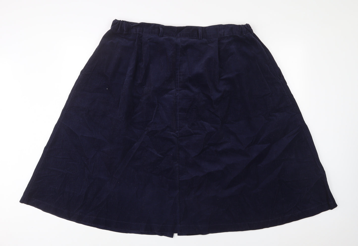 Damart Womens Blue Cotton A-Line Skirt Size 24 Button