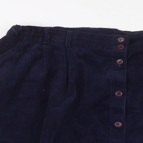 Damart Womens Blue Cotton A-Line Skirt Size 24 Button