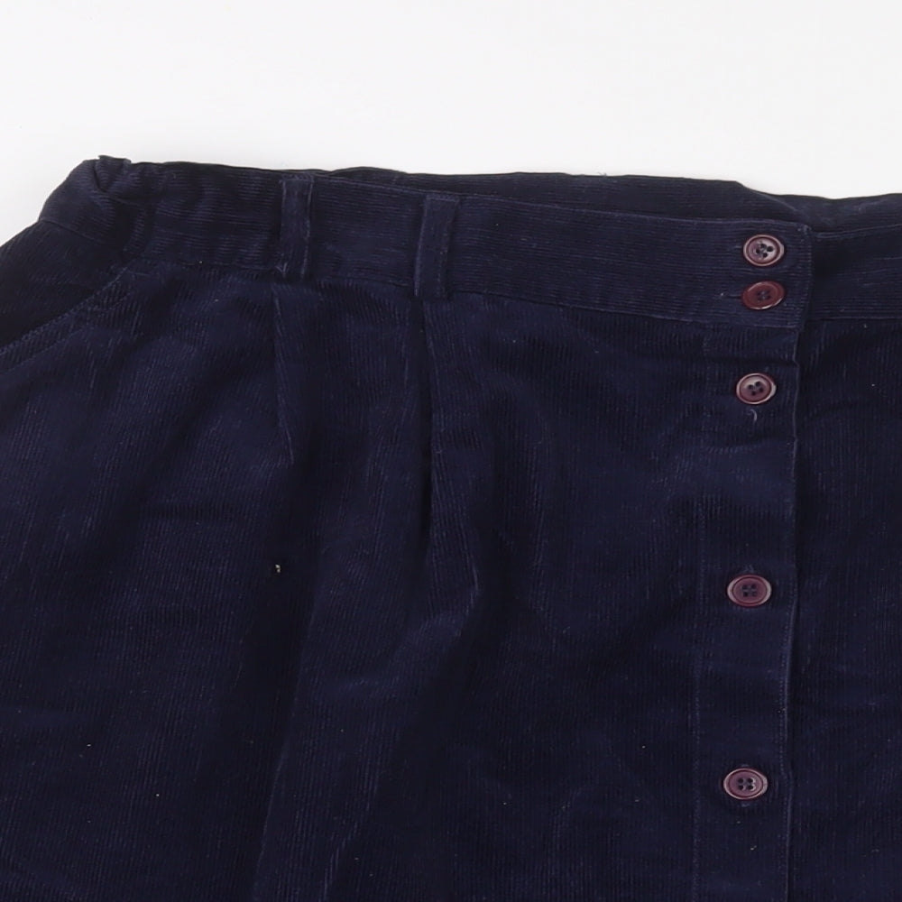 Damart Womens Blue Cotton A-Line Skirt Size 24 Button