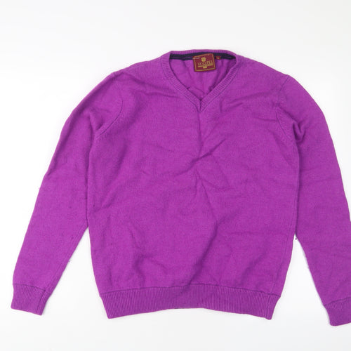 Skopes Mens Purple Crew Neck Wool Pullover Jumper Size XL Long Sleeve