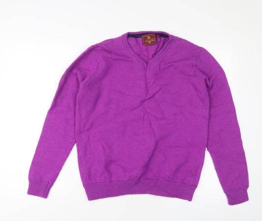 Skopes Mens Purple Crew Neck Wool Pullover Jumper Size XL Long Sleeve