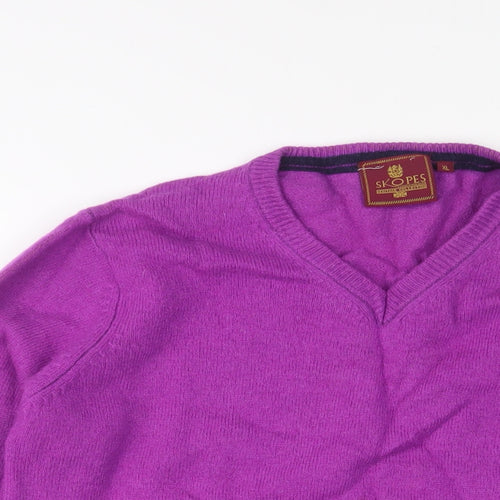 Skopes Mens Purple Crew Neck Wool Pullover Jumper Size XL Long Sleeve